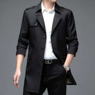 Autumn New Mid-length Stitching Windbreaker Business Casual Single-breasted plus size Men's Jacket Coat 7XL