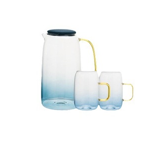 Nordic gradient Marble pot cup cold water bottle suit high temperature resistant household cold water bottle large capacity thickened cold water bottle