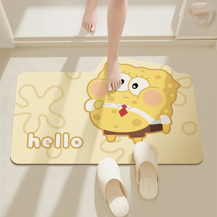 Cartoon Bathroom Mat Strong Absorbent Diatom Mud Mat Dirt Resistant Easy to Take care of Household Toilet Door Quick-drying Foot Mat
