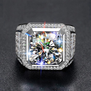 2024 New Imported Moissanite Group with Full Diamond Men's Ring Luxury Atmospheric Classic Gimmys