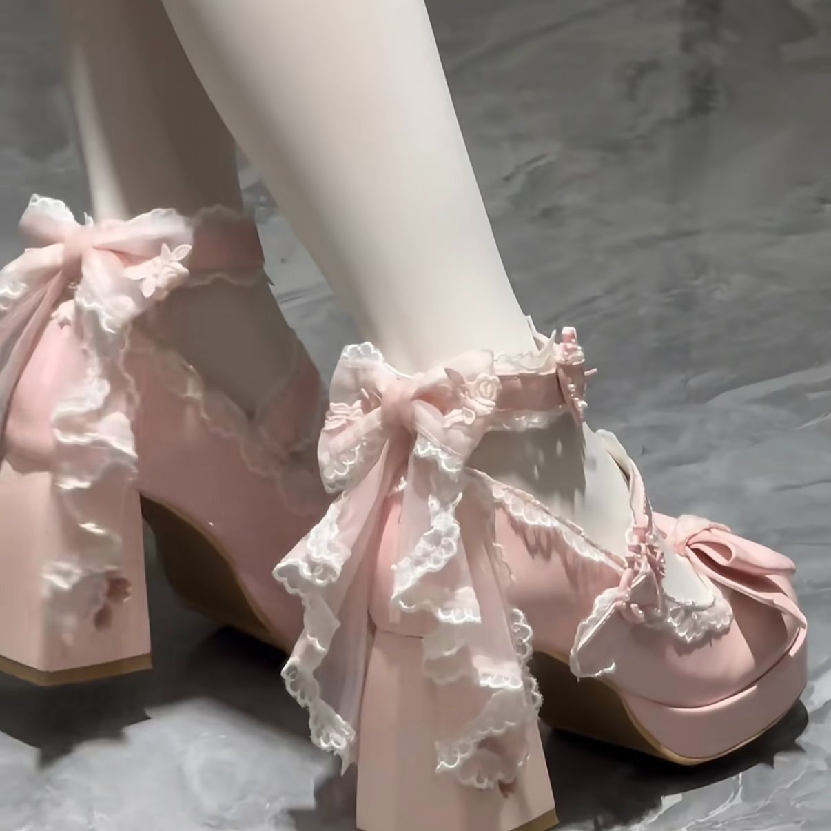 New Style Lo Shoes Cos Sakura Hatsune Tsubasa Sweet Bow Lolita Cherry Blossom Lolita High Heels Holiday Shoes