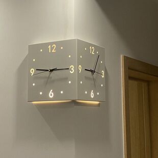 Ins Style Corner Clock Wall Clock Living Room Creative Simple Modern Wall Clock Punch-free Fashion Square Clock Corner Wall Clock