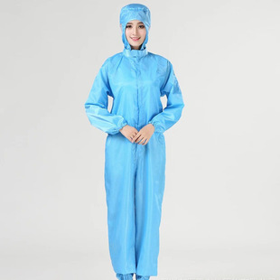 Anti-static One-piece Overalls Dust-free Factory Workshop Dust-proof Clothing Spray Paint Clothing Stripesd Zipper Food Factory Overalls