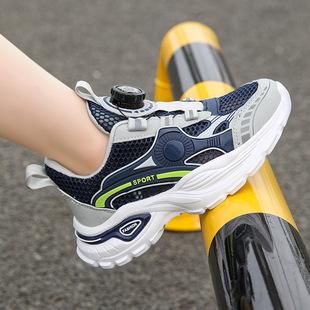 Boys' Shoes 2024 Summer New Children's Mesh Breathable Running sneaker Middle and Big Children's Torre Shoes Swivel Buckle