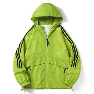 Spring and Autumn New Couple Hooded Men's Jacket Three Bars Sunscreen Coat Windproof Waterproof Hooded Jacket Two Open
