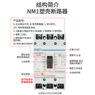 Chint molded case circuit breaker 100A200 plastic case type 400 three-phase four-wire leakage 380v air switch 3P