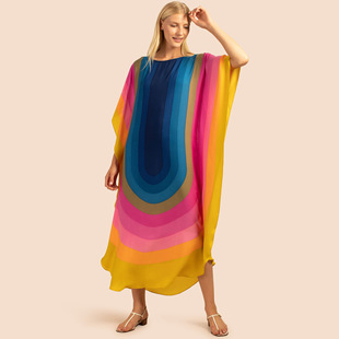 New cross-border European and American rayon beach blouse loose gown holiday dress bikini swimsuit outside