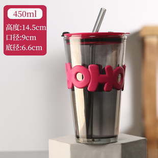 High-value glass simple ins feng shui letters office double drinking sippy cup drink hand gift cup