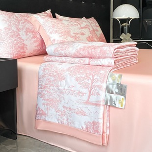 (100 Lyocell Lanjing Tencel +20% Mulberry Silk Filled Embroidered Summer Quilt Four-Piece Summer Cool Quilt Air Conditioned Quilt