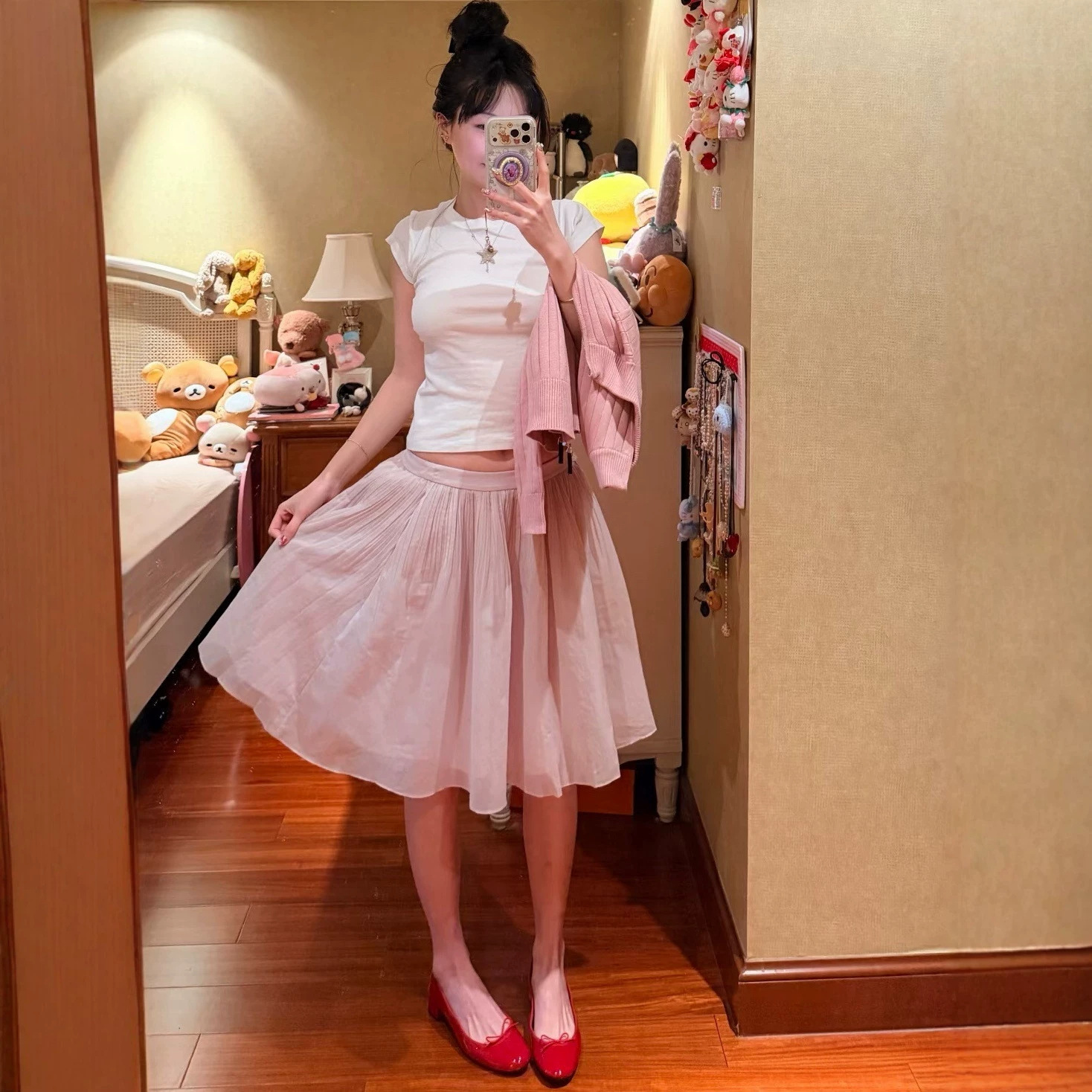 Gentle Light Pink Mesh Skirt for Women, Custom-Made Ballet Tutu Skirt with Intricate Pleats, Sheer Tulle Skirt 6200