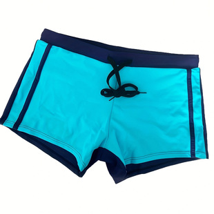 2024 cross-border foreign trade new solid color stitching low waist boxer men's swimming beach shorts tether in stock wholesale