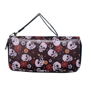Cross-border Independent Station Wallet Vintage Skull Personalized Men's and Women's Wallet Long Zipper Large Capacity Wallet