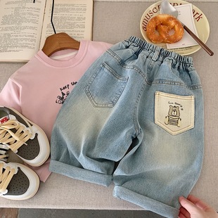 in stock Boys and Girls light blue Jeans Spring 2025 Korean Style Baby Casual Pants Western Style All-match Straight Trendy Pants