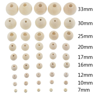 Factory Direct sales natural color round wooden beads 30mm(1-1/8 ")-20 raw wood color round ball wooden balls