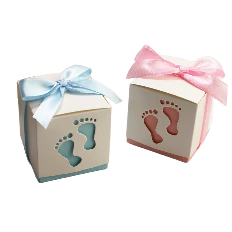 Baby Birthday Party Gift Box Packaging Hollow Stroller Candy Box European-Style Candy Box Foot-Shaped Wedding Candy Box Creative