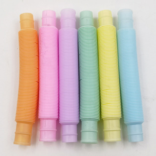 Cross-border pop tube color children decompression telescopic tube toy diy stretch bellows decompression vent toy