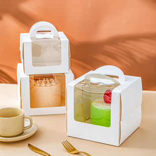 Factory wholesale cake box 4 inch 4/6/8 inch high handle window birthday packaging box dessert packaging box
