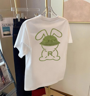 European Large Edition Cartoon Short-sleeved T-shirt Women's Summer 2025 New Fashionable Western Style All-match Mid-length Top Ins Trendy