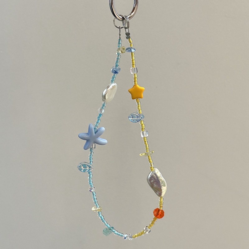 [Beach Diary] Fantasy Starfish Mobile Phone Chain Lanyard Pendant Camera Beaded Pendant Wrist Chain Anti-Lost Chain