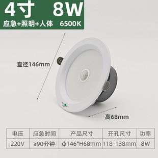Embedded fire emergency downlight shopping mall home channel integrated dark power outage Emergency Lighting led spotlights