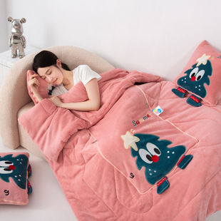 Thickened Folding Pillow Quilt Dual-purpose Milk Velvet Air Conditioning Blanket Nap Office Car Pillow 2-in -1