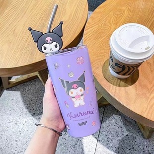 Explosions Creative Sanrio Straw Coffee Stainless Steel Thermos Cartoon New Figure Cute Silicone Doll 600ml