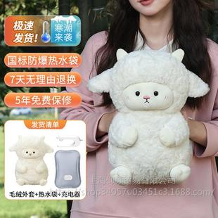 Hot Water Bag Rechargeable Hand Warmer Foot Warmer Artifact Warm Water Bag Cute Plush Electric Warmer Explosion-proof Girl Baby Warmer