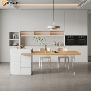 Suspension Sense Rock Board Island Table Table Integrated Finished Transparent Acrylic Retractable Household Kitchen Restaurant Storage Cabinet
