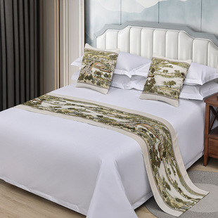 Bed Flag Bed End Towel High-end Luxury Hotel Hotel Homestay Home New Chinese Model Room Bed Blanket Bed Cover Cushion