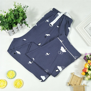 Pure Cotton Trousers Spring Summer Autumn Pregnant Women's Pajama Pants plus size Loose Adjustable Belt Home Pants Moon Pants