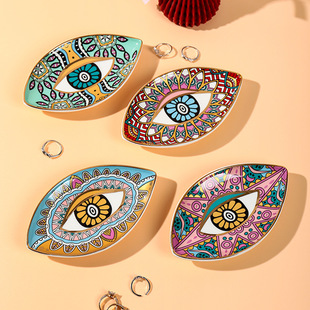 Cross-border Creative Devil's Eye Jewelry Storage Plate Oval Eye Tray Ceramic Home Porch Decorations