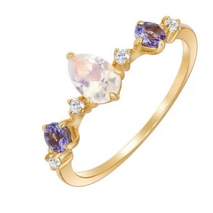 Japanese style niche tsutsum same style natural Moonstone Diamond water drop elegant high-grade light luxury ring