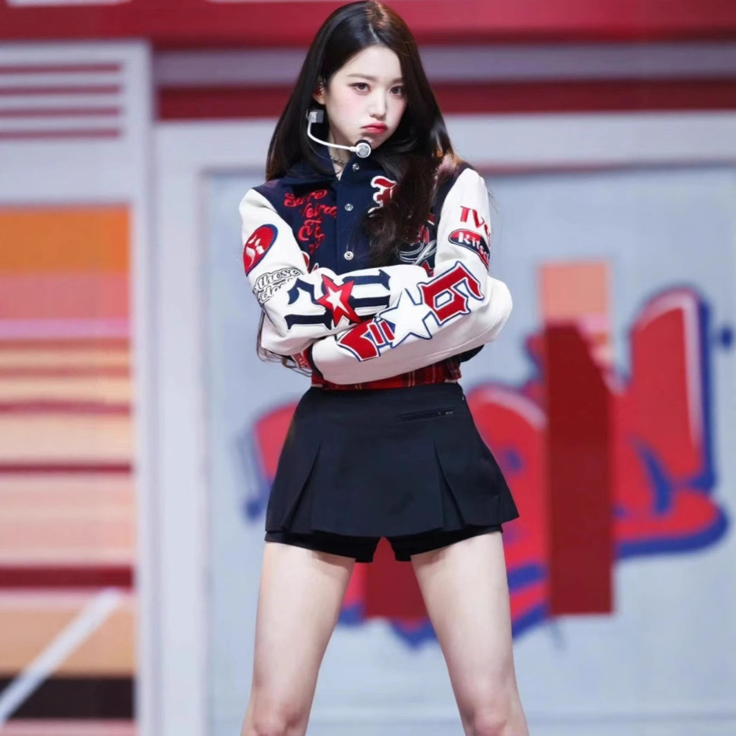 Ive Girl Group Zhang Yuanying Baseball Uniform Kitsch Same Style Singing Uniform Youthful and Energetic Dance Performance Suit for Women