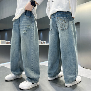 Children's Boys' Spring Pants Trousers 2025 New Spring and Autumn Middle and Big Boys Spring Cool Jeans