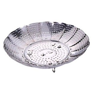 Kitchen Retractable Folding 304 Stainless Steel Steam Rack Household Multi-Functional Bold Water-Resistant Steam Rack Steamer with Drawer and Steamer Tray