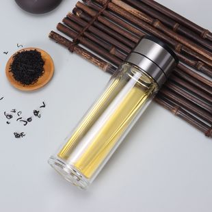 Double-layer high borosilicate glass cup high temperature resistant anti-scalding cup tea water separation bubble cup one-piece open lid business cup