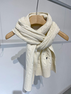 RL Raff Knitted Twist Scarf Pony Embroidered Wool All-match Knitted Scarf Warm Cold-proof Scarf