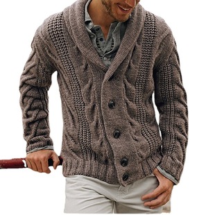 2021 spring foreign trade new single-breasted casual cardigan sweater European size men's loose large size sweater