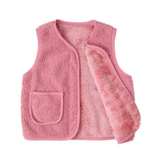 Boys' Vest Cotton 2024 New Children's Lamb Velvet Vest Autumn and Winter Warm Cotton Vest Girls Wear Hot Flashes Inside and Outside