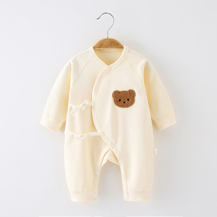 Newborn Baby Clothes Newborn Pure Cotton Boneless Hatshirt Climbing Clothes Spring and Autumn Baby Monk Clothes Summer Baby jumpsuit
