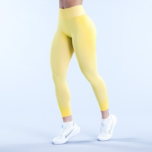 Amazon Cross-border Internet Celebrant Women's Seamless Sports High Waist Tight Pants Three Waist Pleated Yoga Fitness Pants