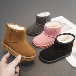Children's Snow Boots 2024 Winter Little Girl Cute All-match Girls' Boots Baby fleece-lined Warm Boys' Ankle Boots