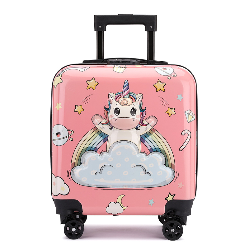 Children's Suitcase 18-Inch Universal Wheel Trolley Case Password Lock Travel Case Cartoon Gift Box Can Be Printed with Logo Wholesale