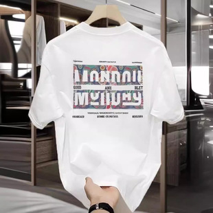American Niche Fashion Light Luxury Fashion New Summer Cotton Men's All-match Short-sleeved T-shirt All-match High Street Top