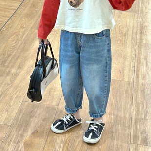 Girls' jeans 2024 spring fashionable radish jeans children's loose casual pants