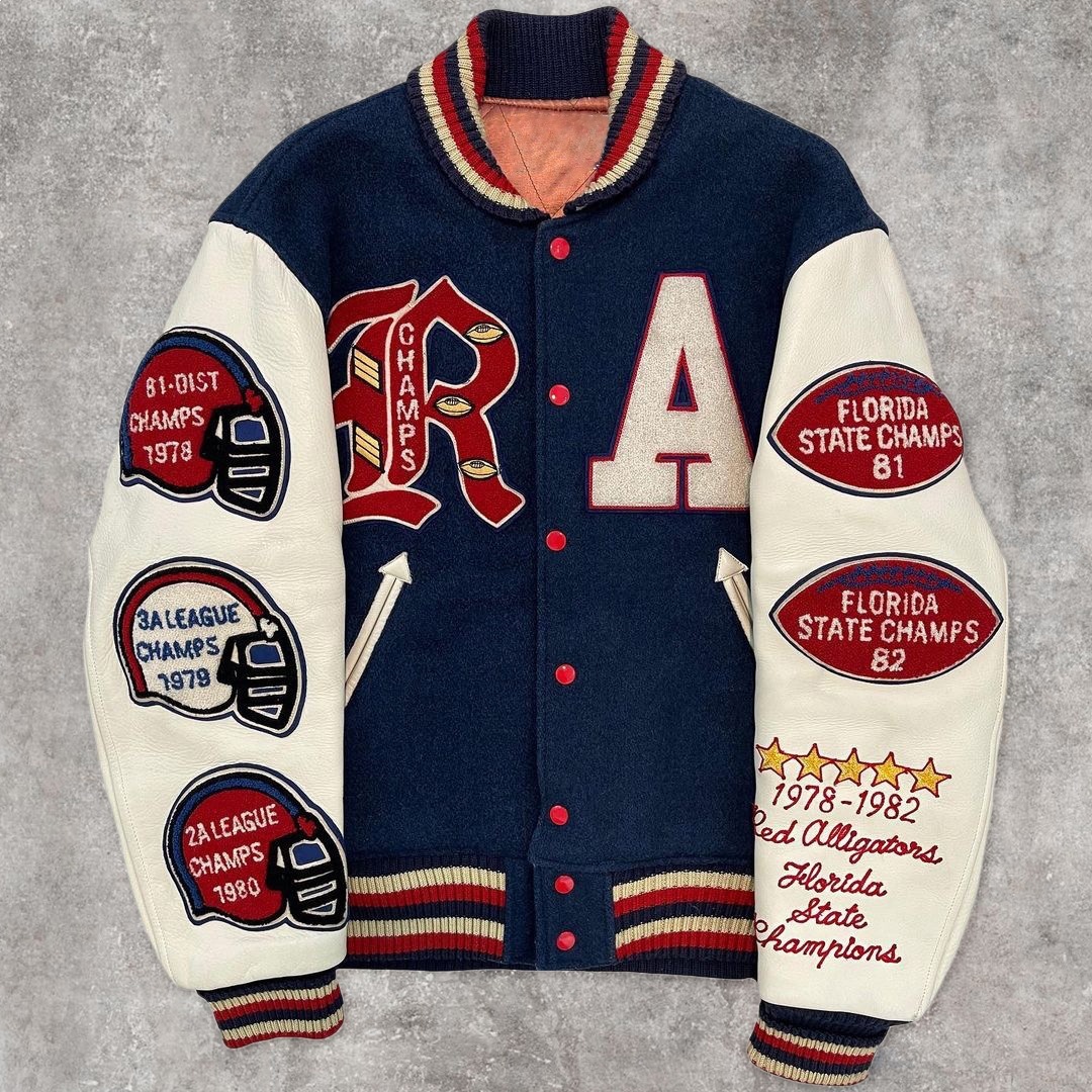 Amazon's Best-Selling Retro College-Style Baseball Jacket Florida Championship Commemorative Couple's Loose-Fitting Jacket in Stock