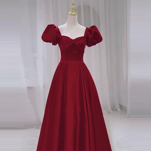 Toast Dress for Bride 2025 Winter New Wedding Satin French Engagement Homecoming Elegant Long Evening Dress for Women