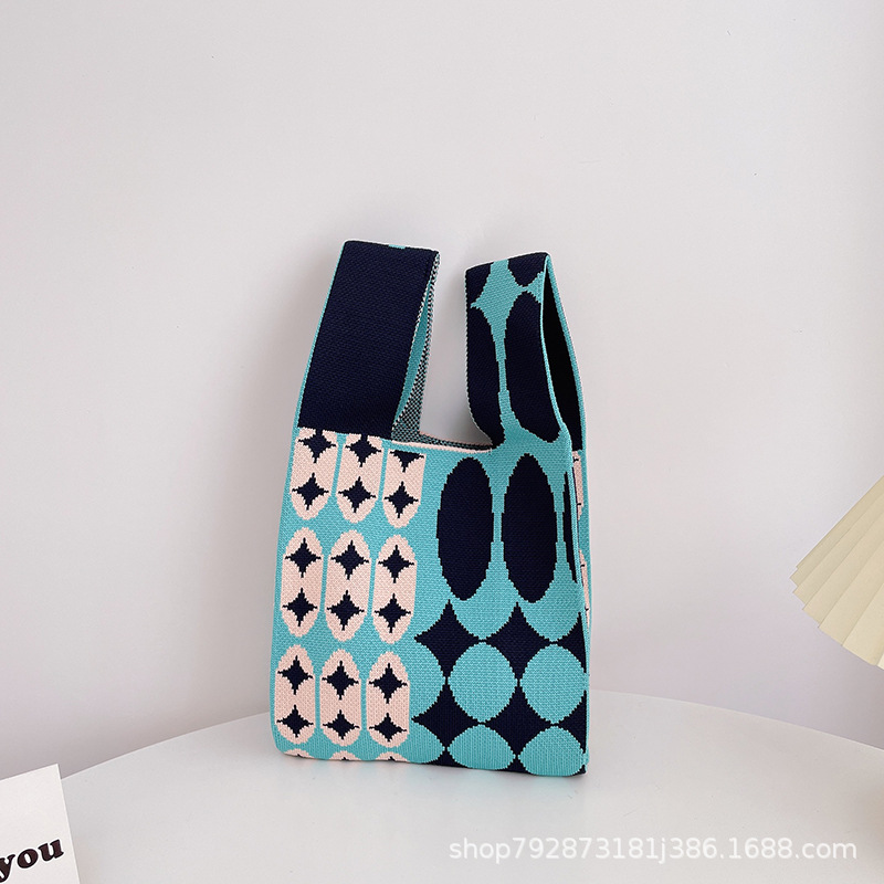 0511 Girls' Knitted Handbag Women's Single Shoulder Woven Fashion Versatile Casual Trendy Bag Tote Bag Crossbody Bag