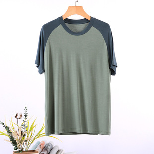 Men's Modal Thin Pajamas Top Single-piece Home Clothes Short-sleeved Men's Simple Home Thin Top for Youth