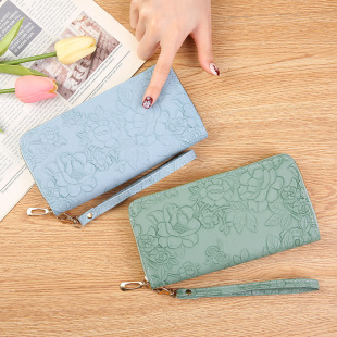 2024 New Wallet Women's Long Korean Style Fashionable Hand-held Coin Purse Zipper Multi-functional Women's Mobile Phone Bag